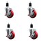 Service Caster 4'' Red Poly Swivel 1-1/2'' Expanding Stem Caster Set with Brake, 4PK SCC-EX20S414-PPUB-RED-TLB-112-4 - alternate 1